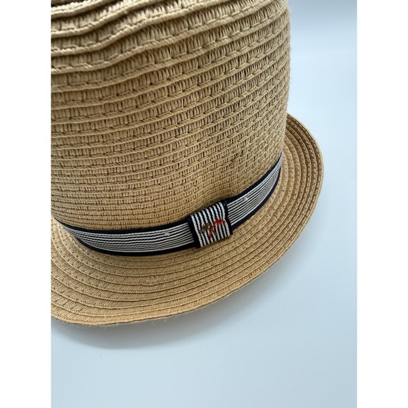 Lot Of 2 Mayoral beige fedora straw Hat Fits size 3-4-5 Blue Stripe Palm Trees - Picture 11 of 16